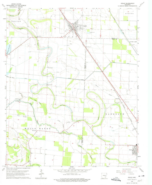 Classic USGS Gould Arkansas 7.5'x7.5' Topo Map Image