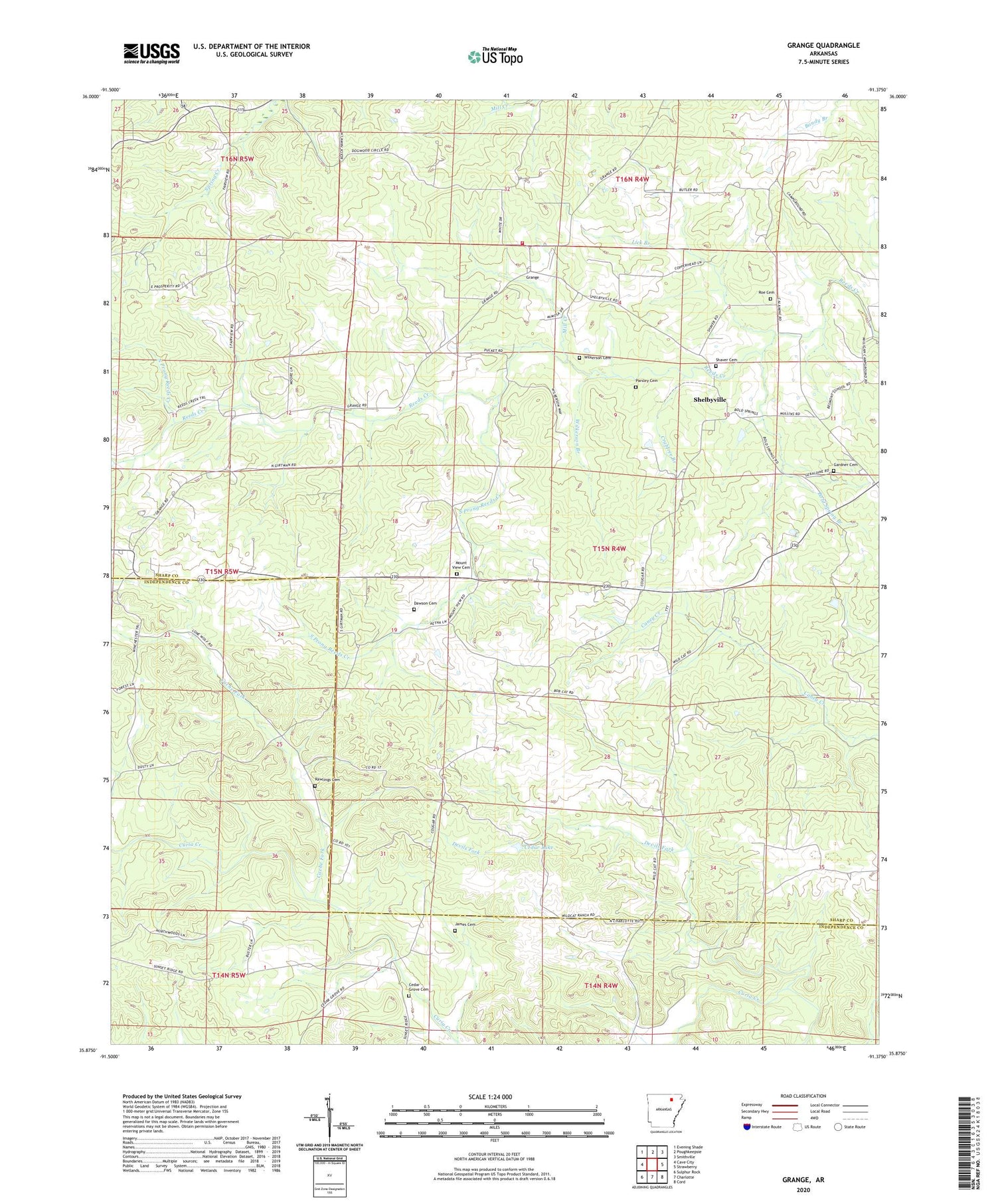 Grange Arkansas US Topo Map Image