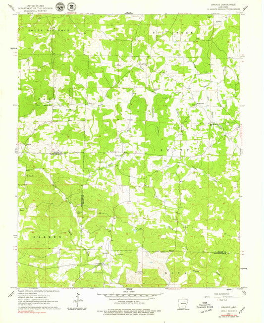 Classic USGS Grange Arkansas 7.5'x7.5' Topo Map Image