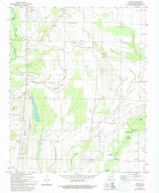 Classic USGS Grays Arkansas 7.5'x7.5' Topo Map Image