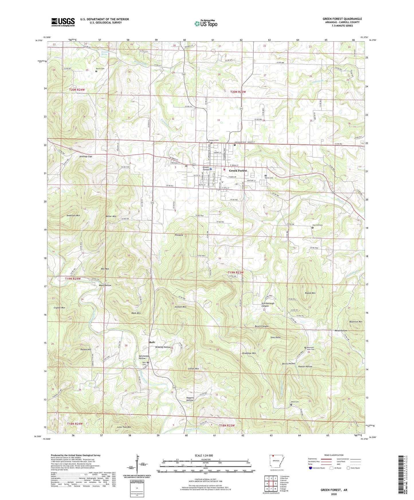 Green Forest Arkansas US Topo Map Image