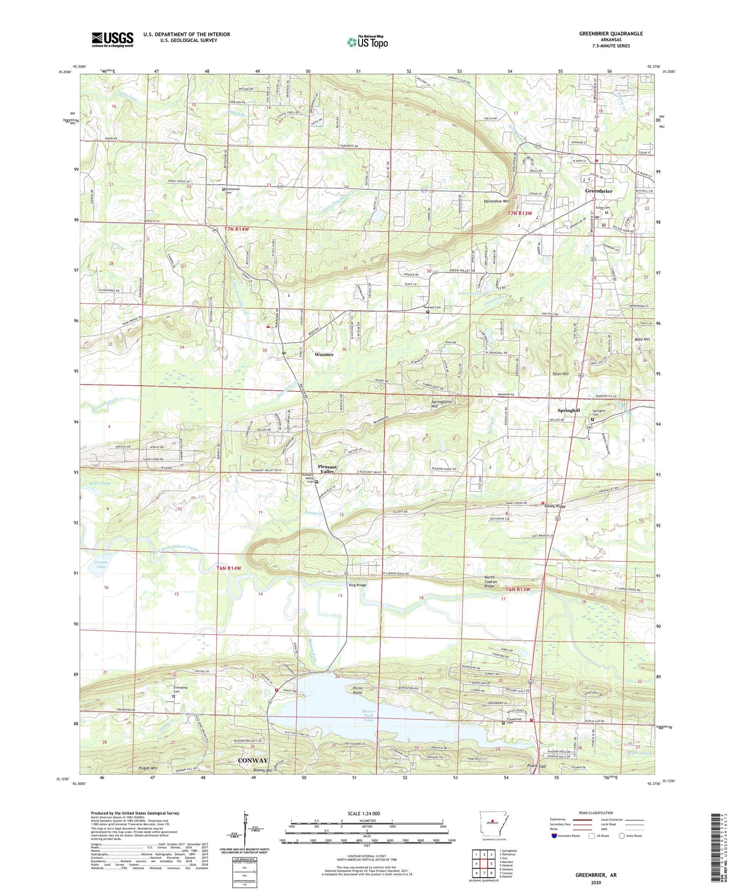 Greenbrier Arkansas US Topo Map Image