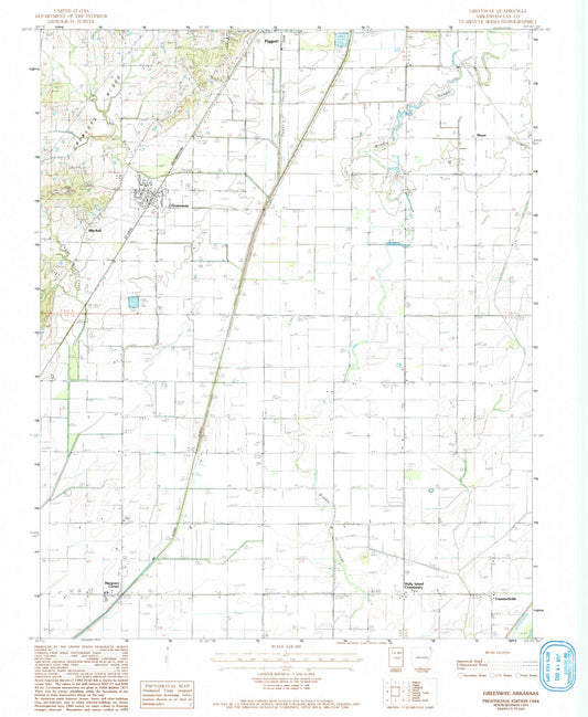 Classic USGS Greenway Arkansas 7.5'x7.5' Topo Map Image