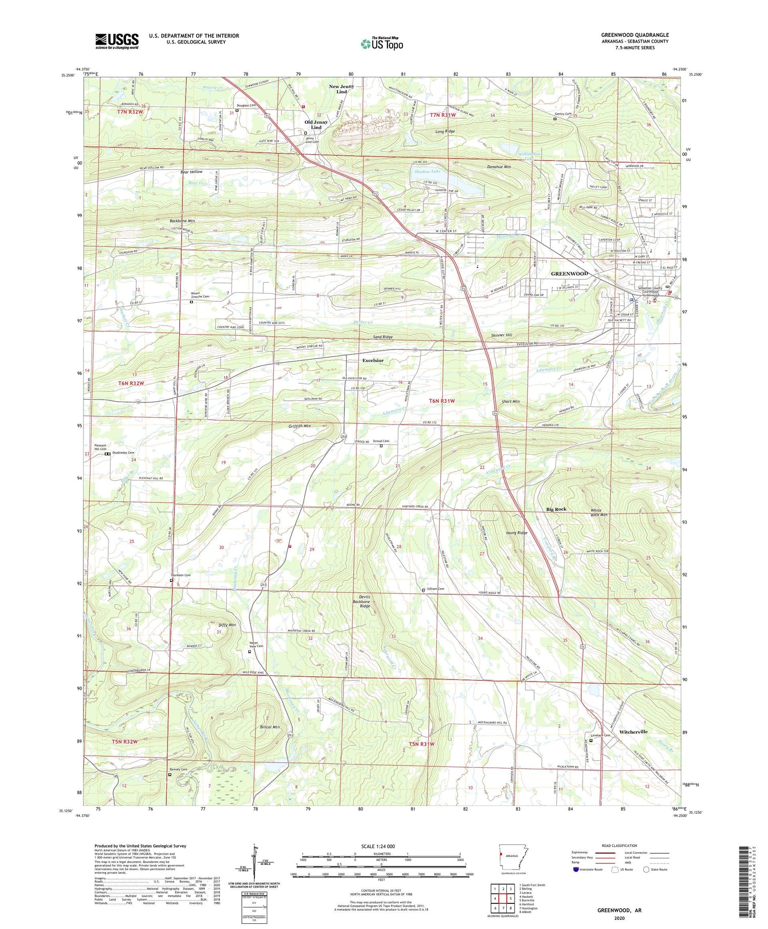 Greenwood Arkansas US Topo Map Image