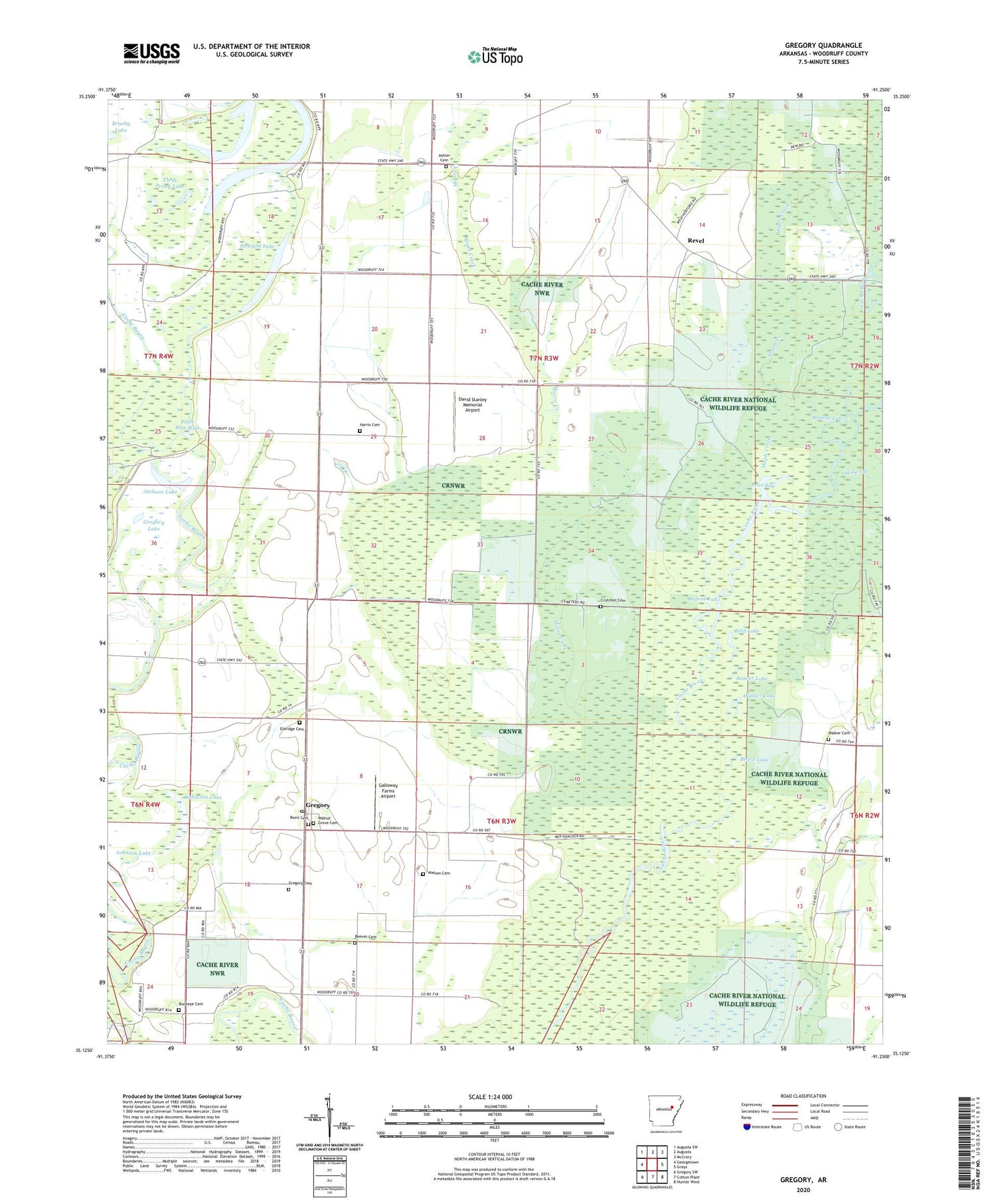 Gregory Arkansas US Topo Map Image