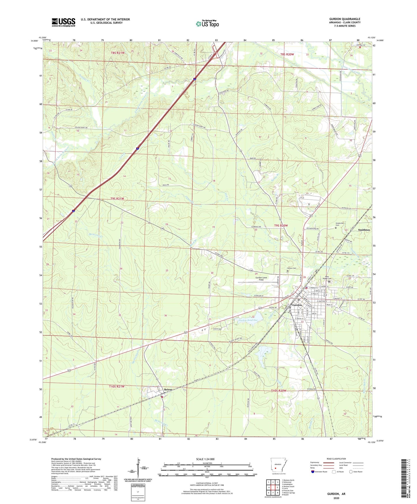 Gurdon Arkansas US Topo Map Image