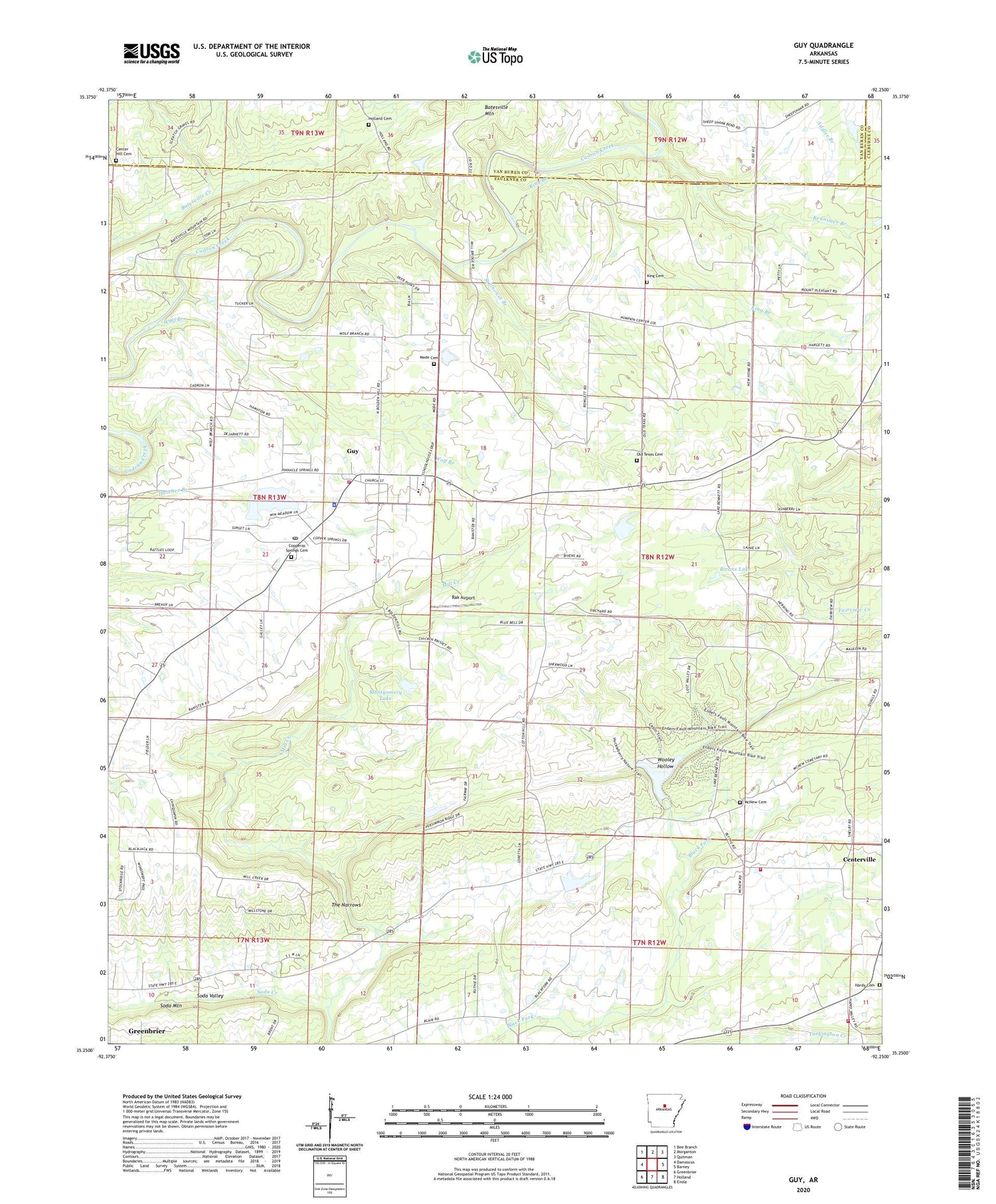 Guy Arkansas US Topo Map Image