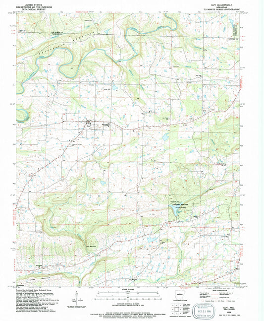 Classic USGS Guy Arkansas 7.5'x7.5' Topo Map Image