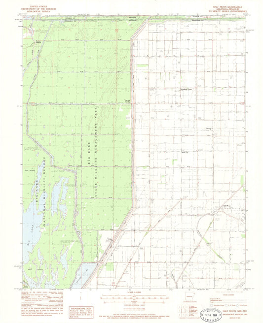 Classic USGS Half Moon Arkansas 7.5'x7.5' Topo Map Image