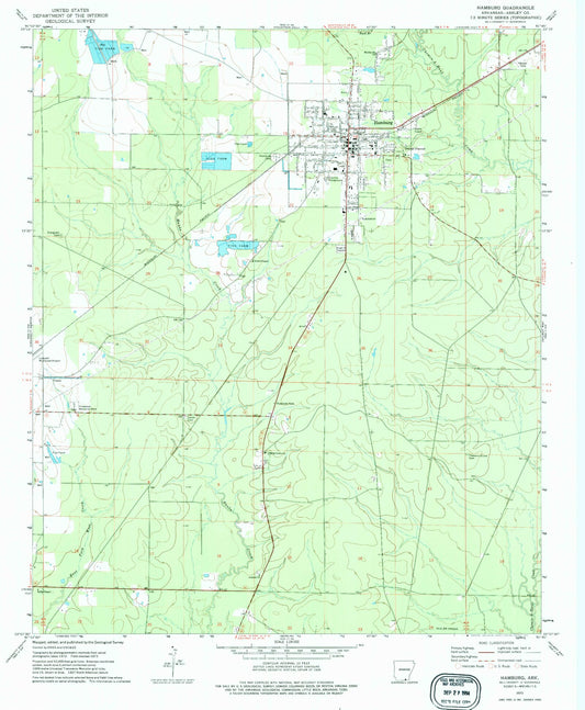 Classic USGS Hamburg Arkansas 7.5'x7.5' Topo Map Image