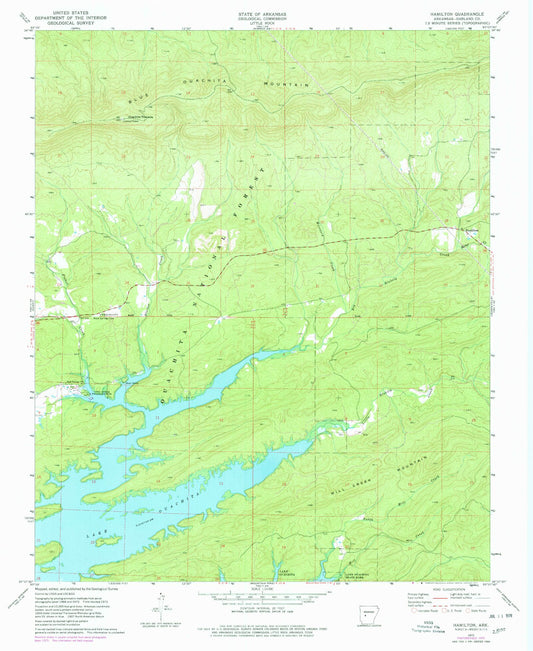 Classic USGS Hamilton Arkansas 7.5'x7.5' Topo Map Image