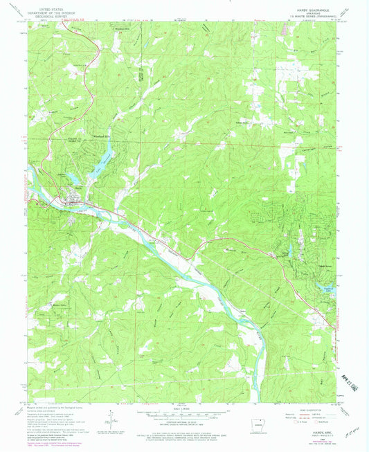 Classic USGS Hardy Arkansas 7.5'x7.5' Topo Map Image