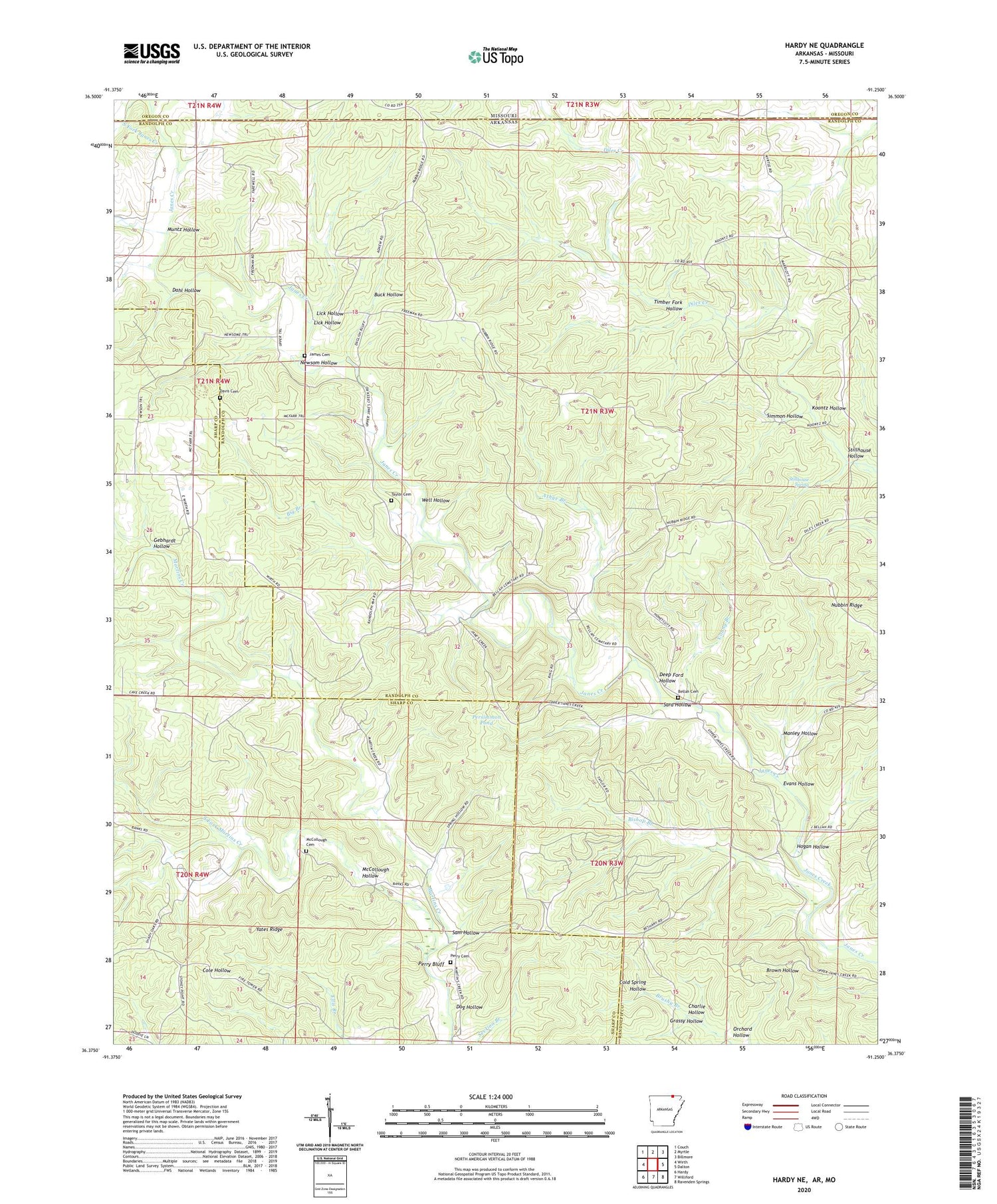Hardy NE Arkansas US Topo Map Image