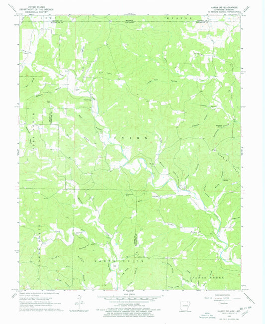 Classic USGS Hardy NE Arkansas 7.5'x7.5' Topo Map Image
