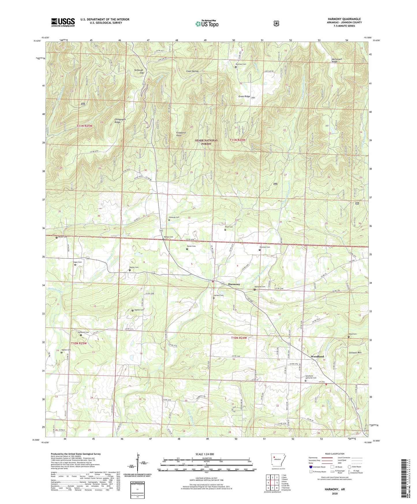 Harmony Arkansas US Topo Map Image