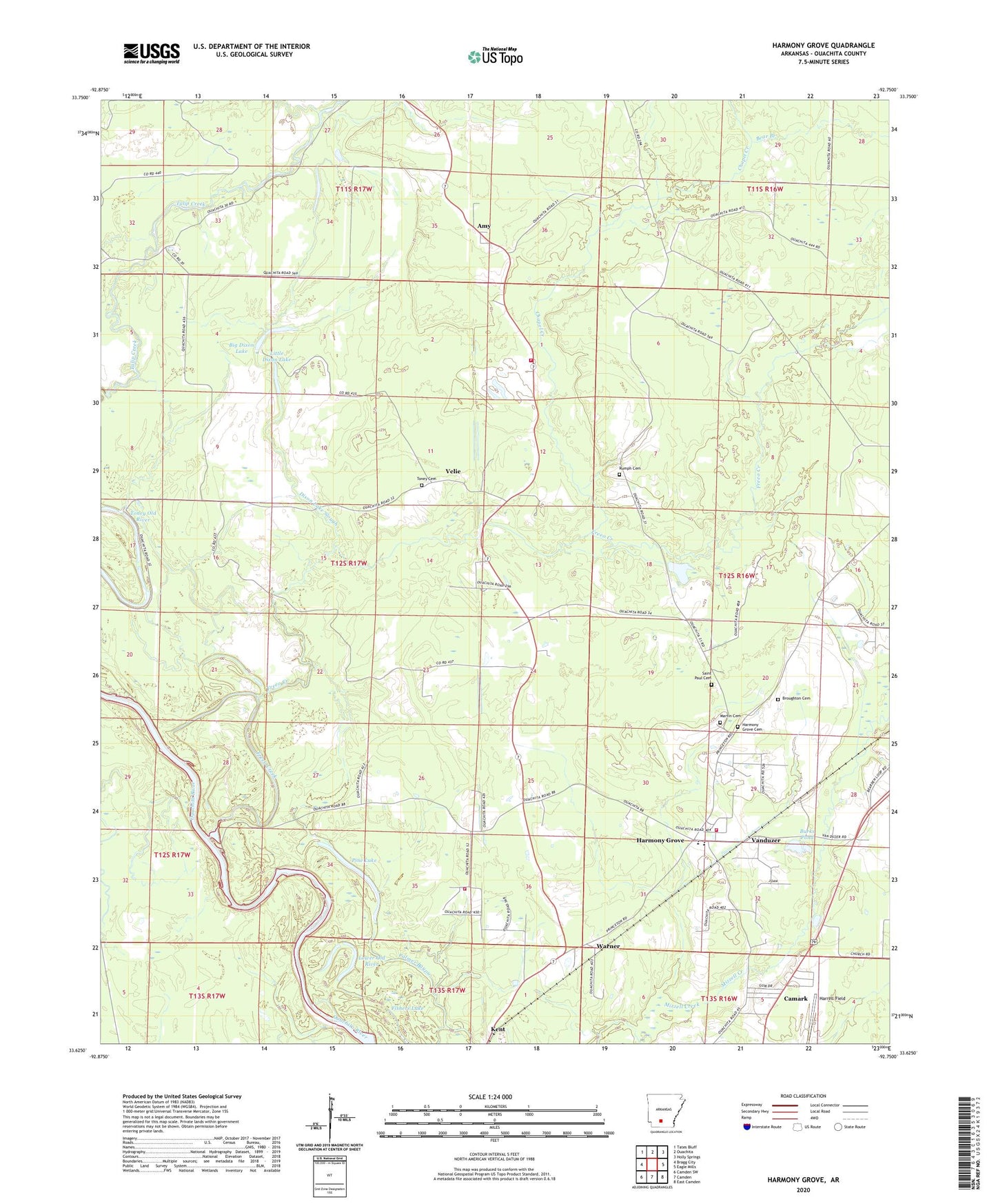 Harmony Grove Arkansas US Topo Map Image