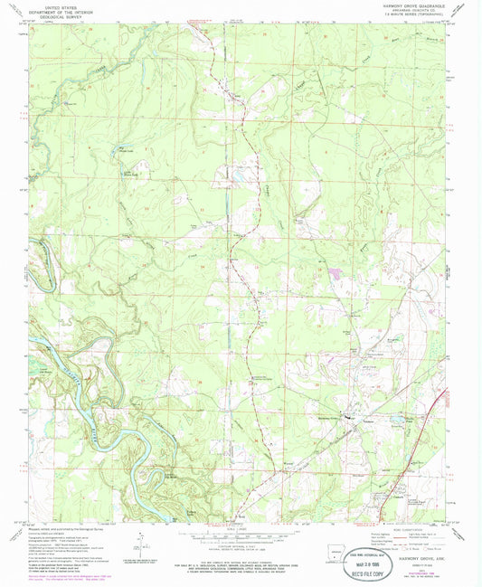 Classic USGS Harmony Grove Arkansas 7.5'x7.5' Topo Map Image