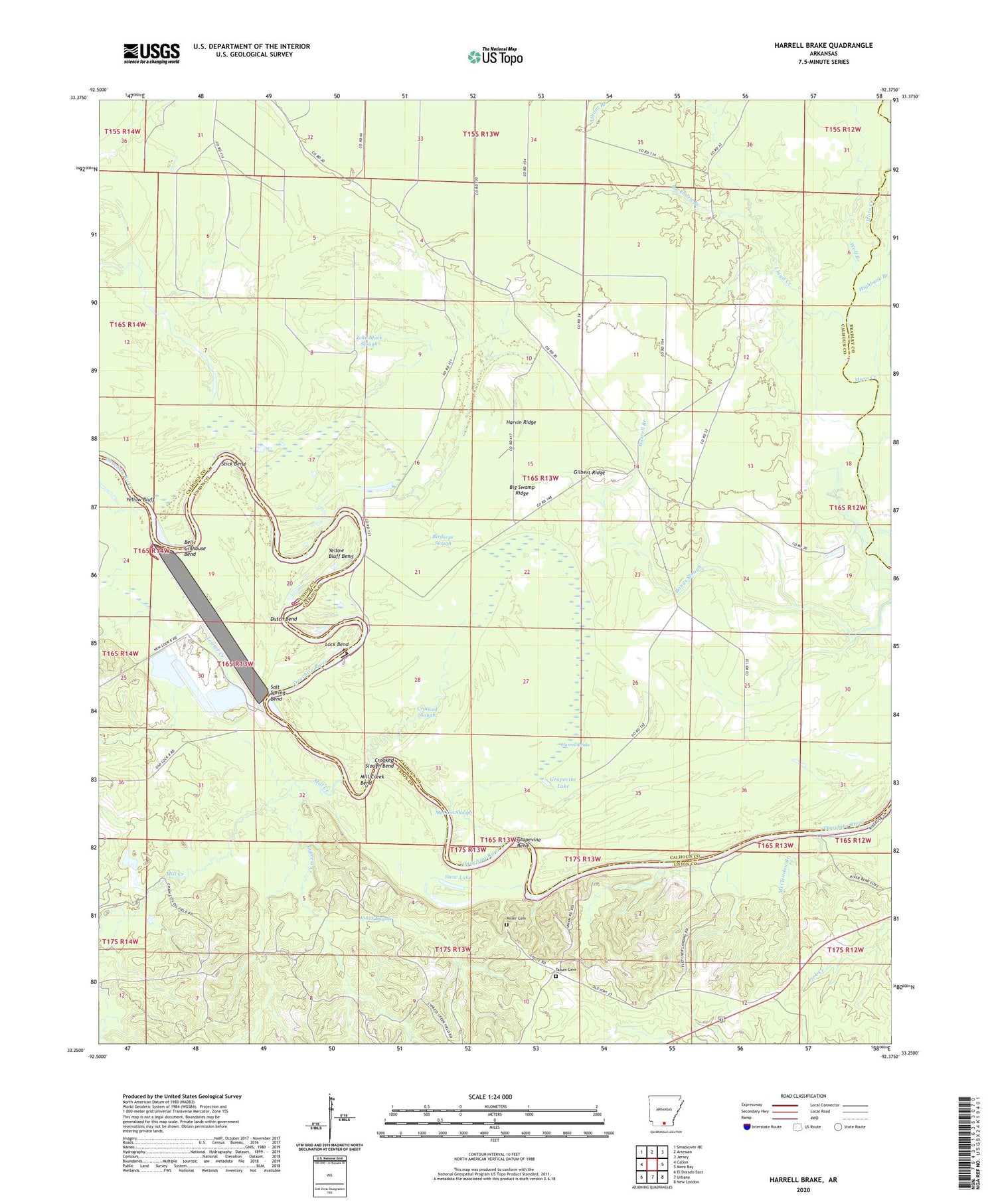Harrell Brake Arkansas US Topo Map Image