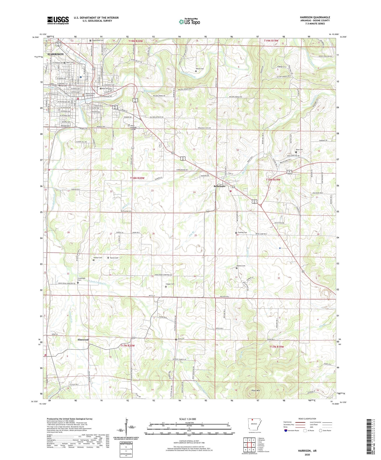 Harrison Arkansas US Topo Map Image