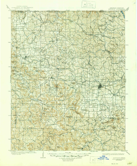 Historic 1905 Harrison Arkansas 30'x30' Topo Map Image