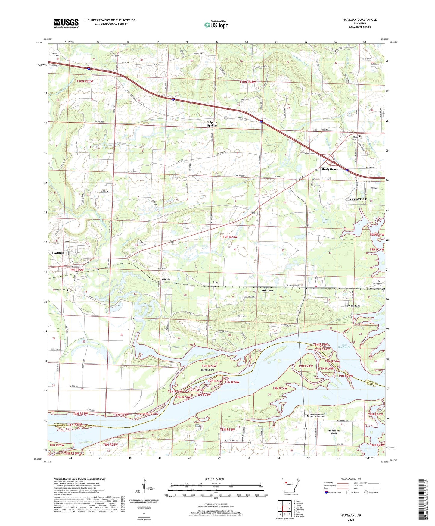 Hartman Arkansas US Topo Map Image