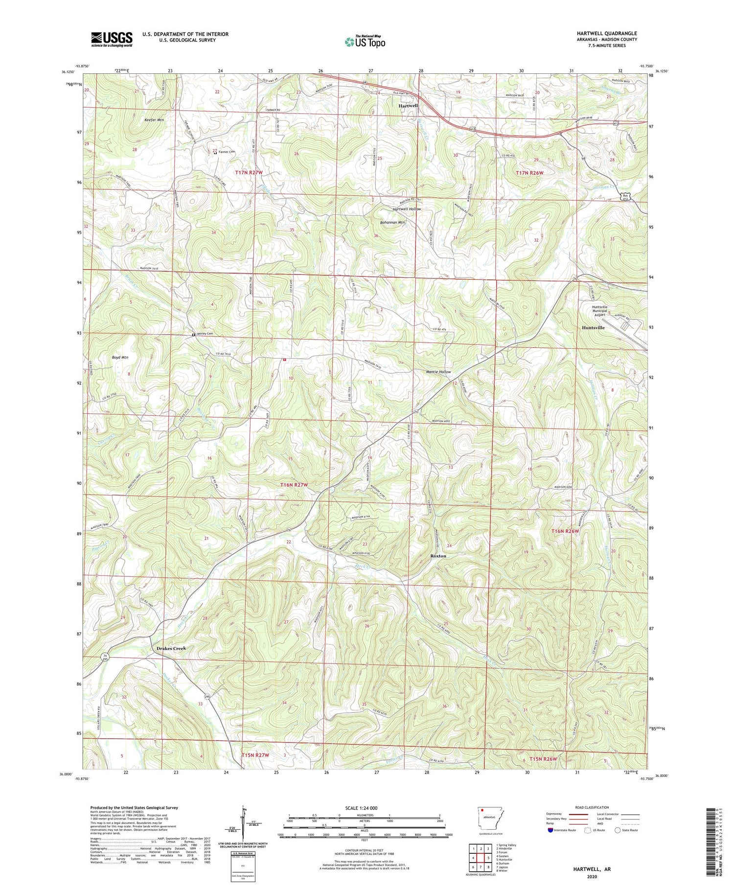 Hartwell Arkansas US Topo Map Image