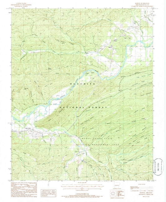 Classic USGS Harvey Arkansas 7.5'x7.5' Topo Map Image