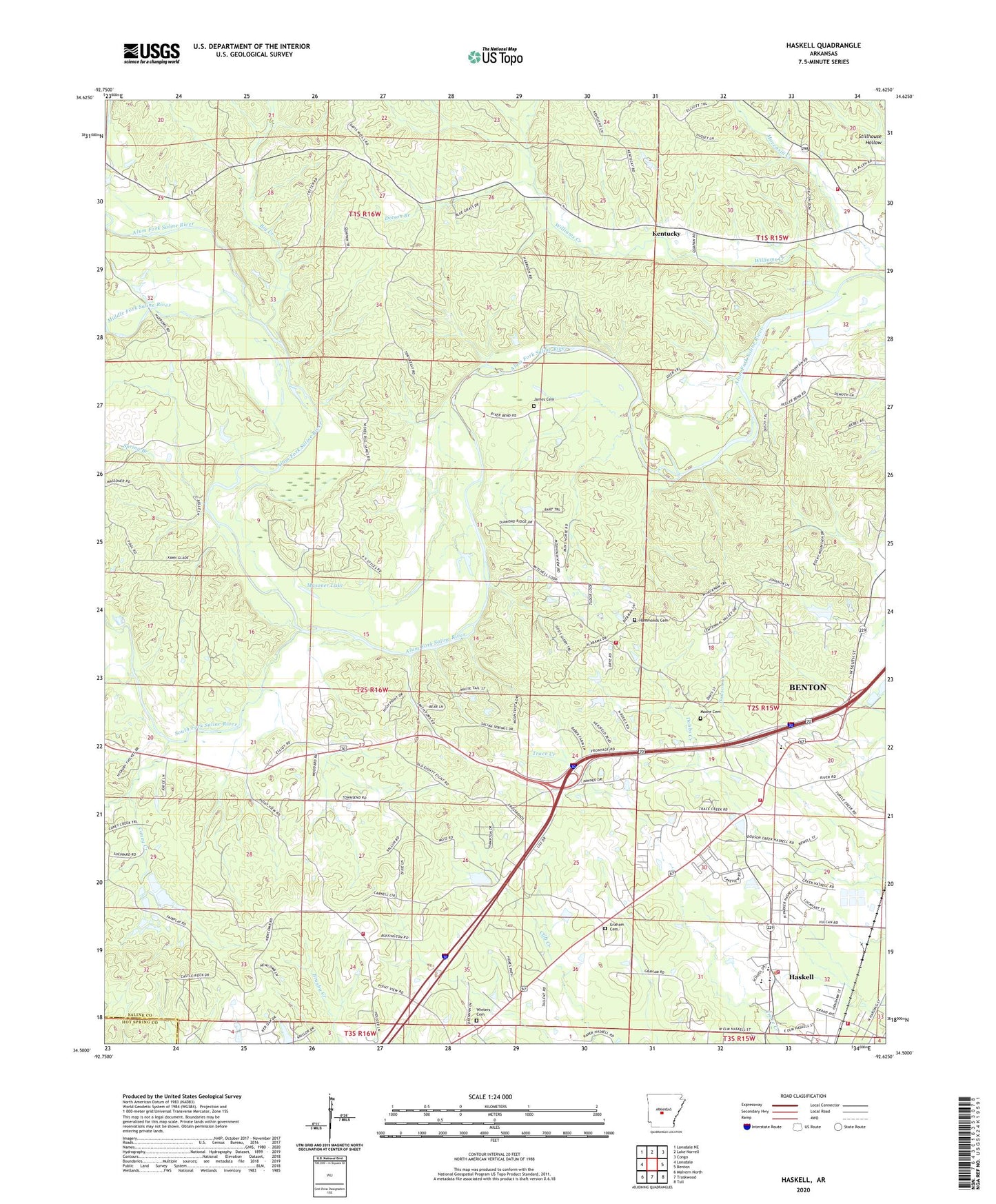 Haskell Arkansas US Topo Map Image