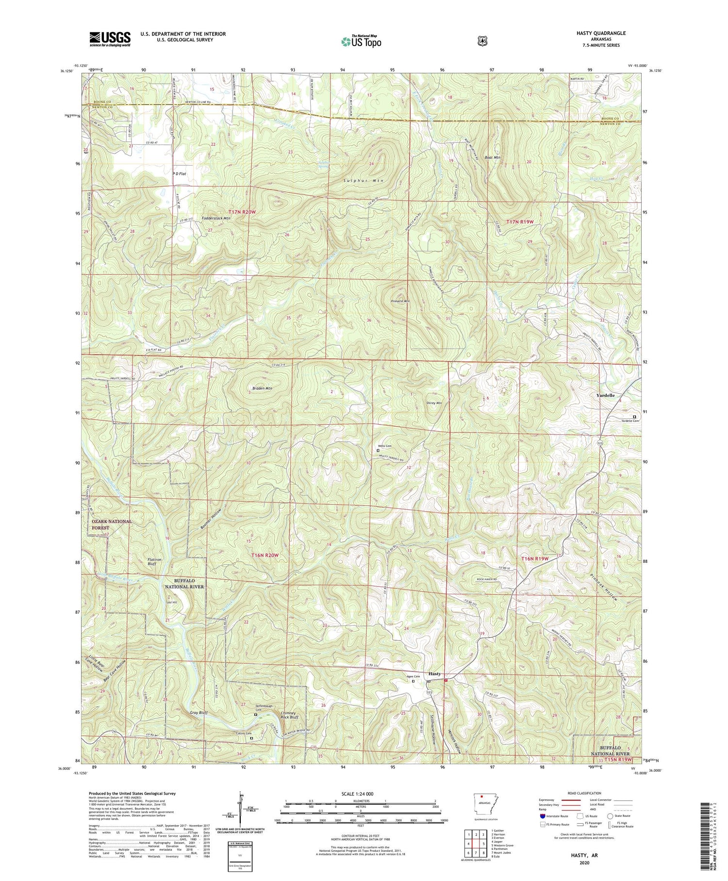 Hasty Arkansas US Topo Map Image