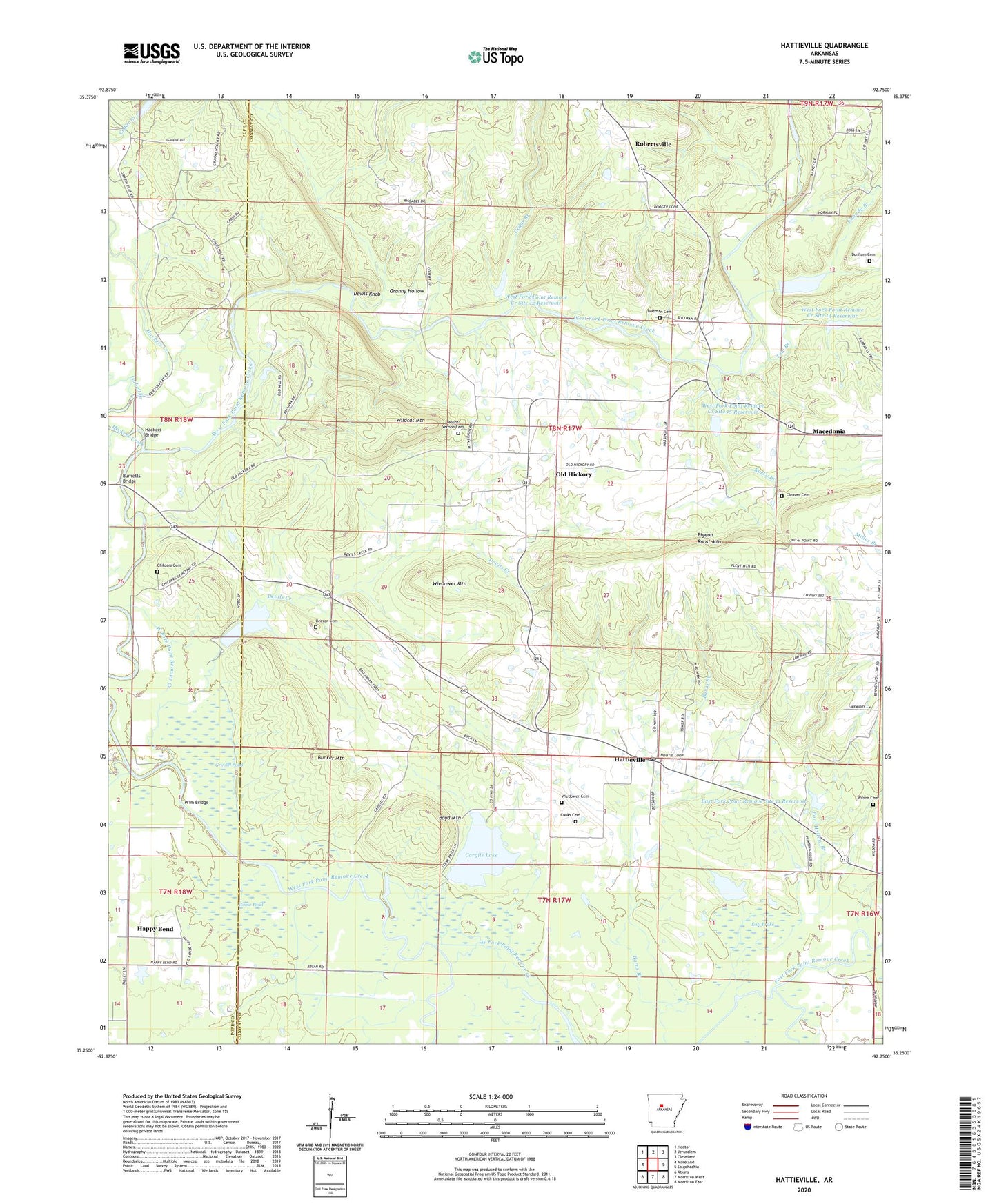 Hattieville Arkansas US Topo Map Image