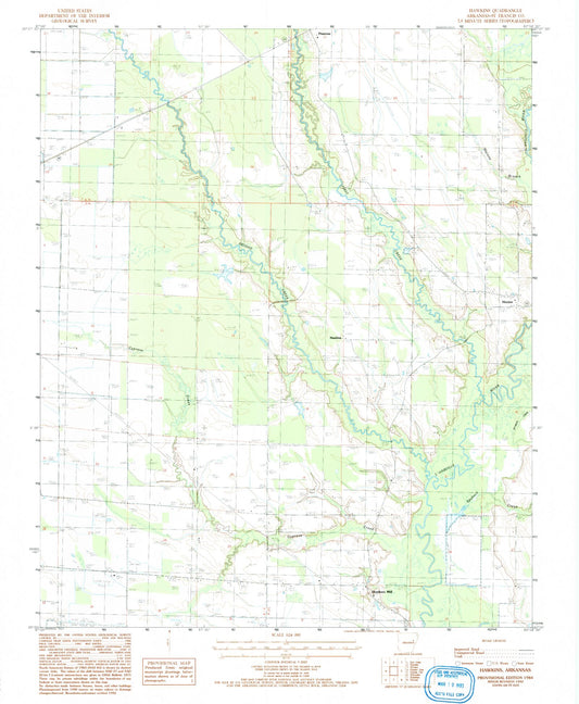 Classic USGS Hawkins Arkansas 7.5'x7.5' Topo Map Image