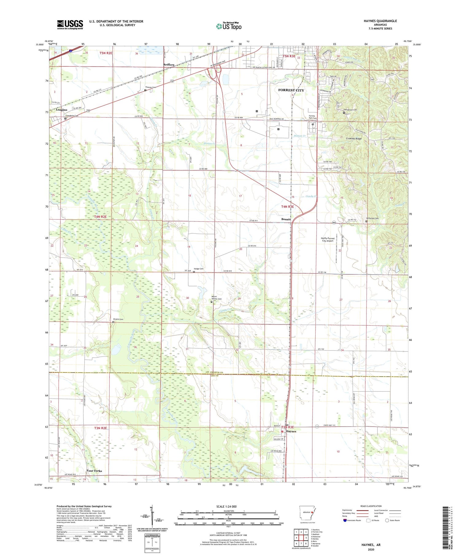 Haynes Arkansas US Topo Map Image