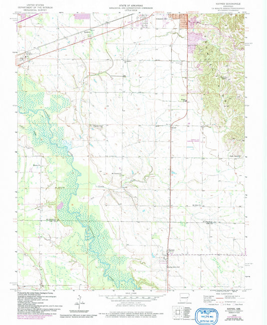 Classic USGS Haynes Arkansas 7.5'x7.5' Topo Map Image