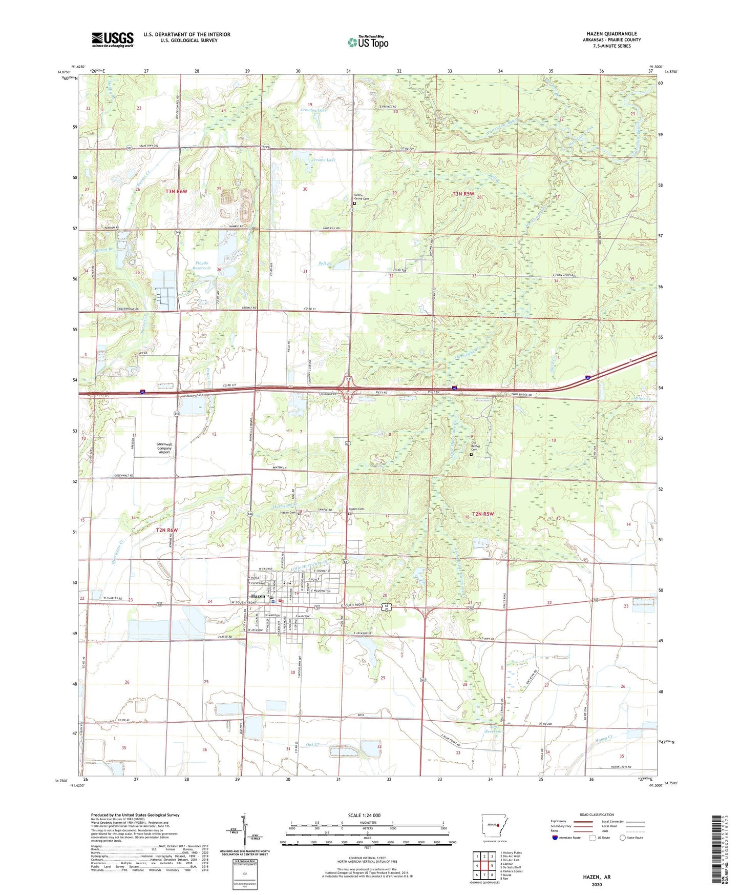 Hazen Arkansas US Topo Map Image
