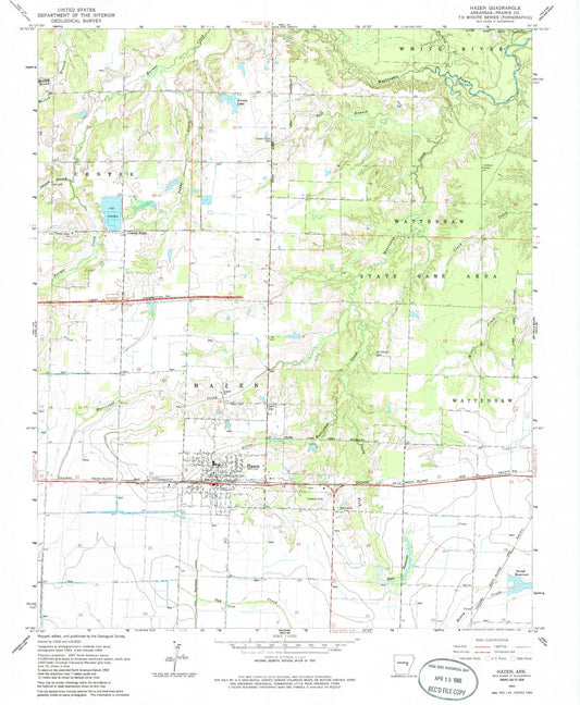 Classic USGS Hazen Arkansas 7.5'x7.5' Topo Map Image