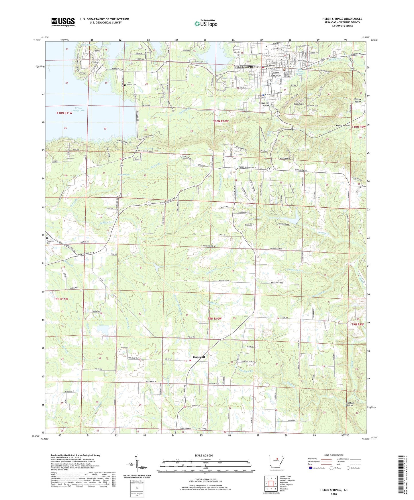 Heber Springs Arkansas US Topo Map Image