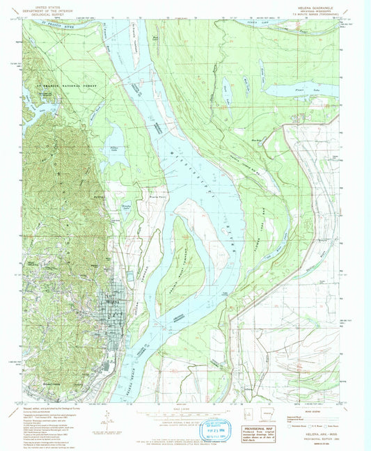 Classic USGS Helena Arkansas 7.5'x7.5' Topo Map Image