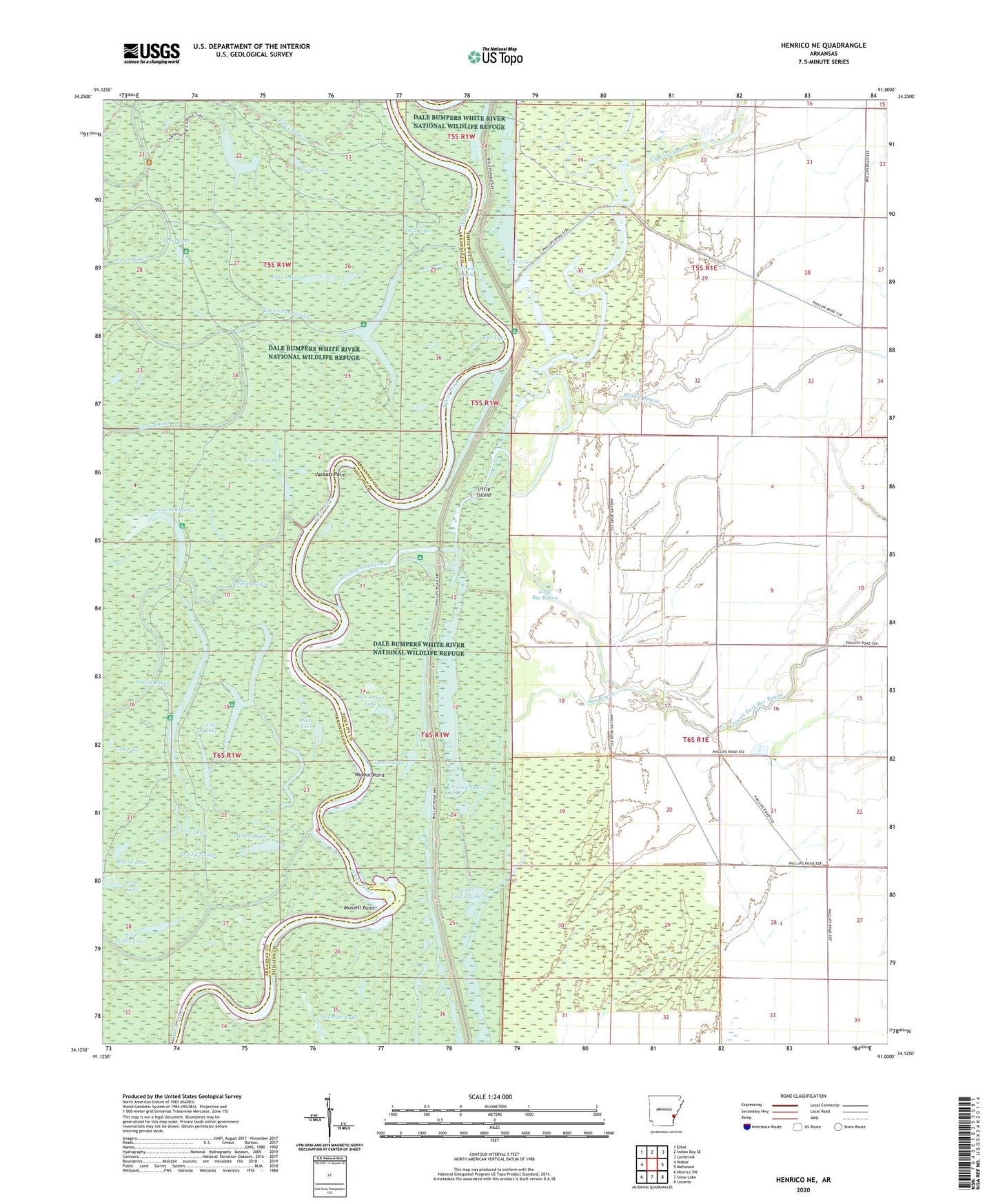 Henrico NE Arkansas US Topo Map Image