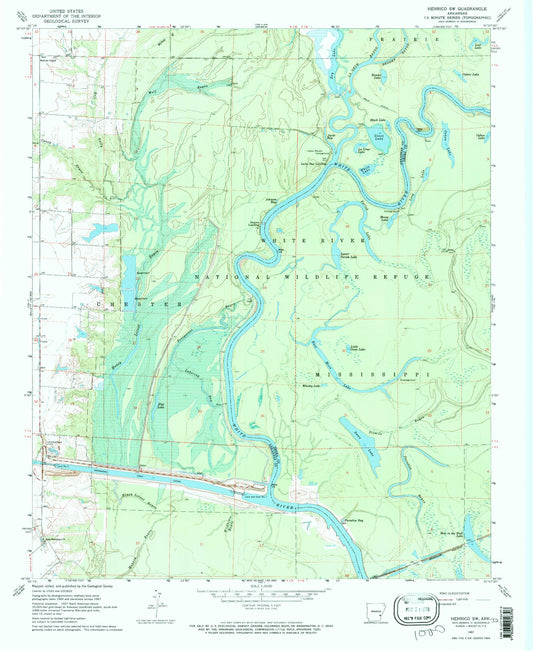 Classic USGS Henrico SW Arkansas 7.5'x7.5' Topo Map Image