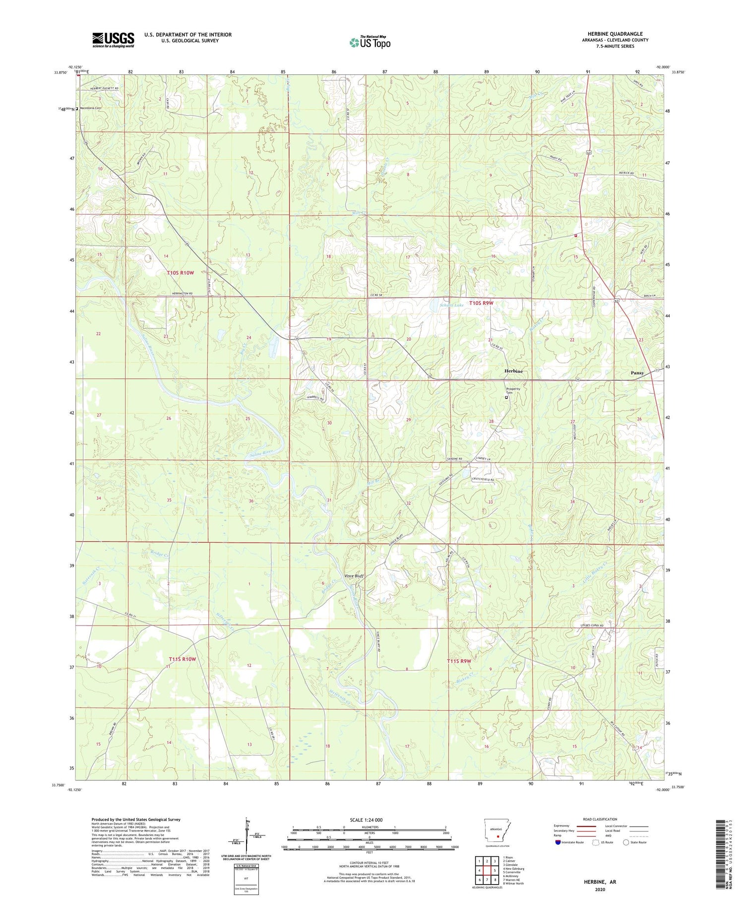Herbine Arkansas US Topo Map Image
