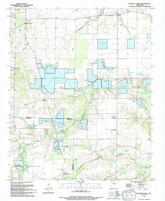 Classic USGS Hickory Plains Arkansas 7.5'x7.5' Topo Map Image