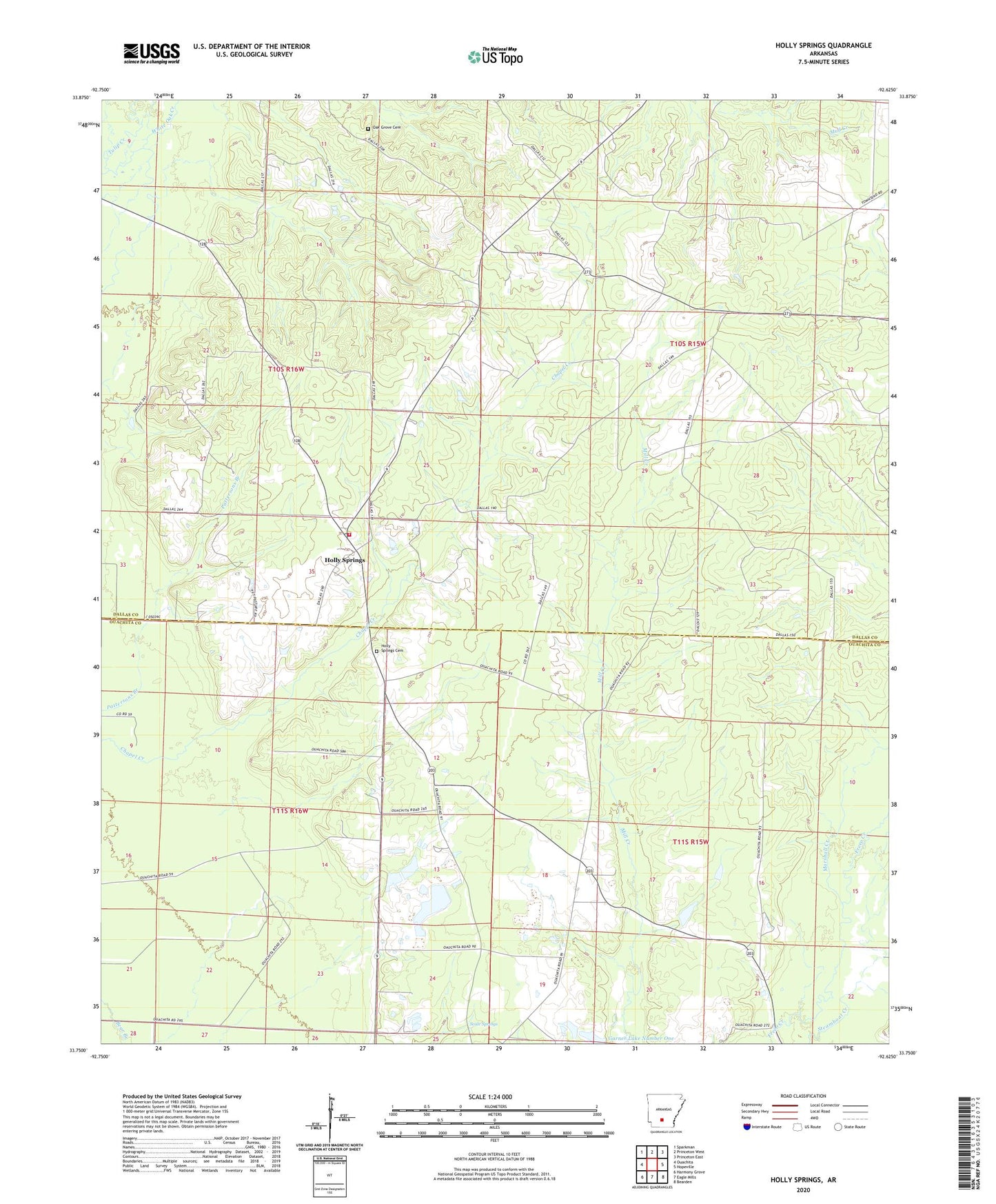 Holly Springs Arkansas US Topo Map Image