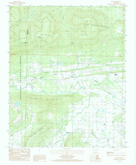 Classic USGS Hon Arkansas 7.5'x7.5' Topo Map Image