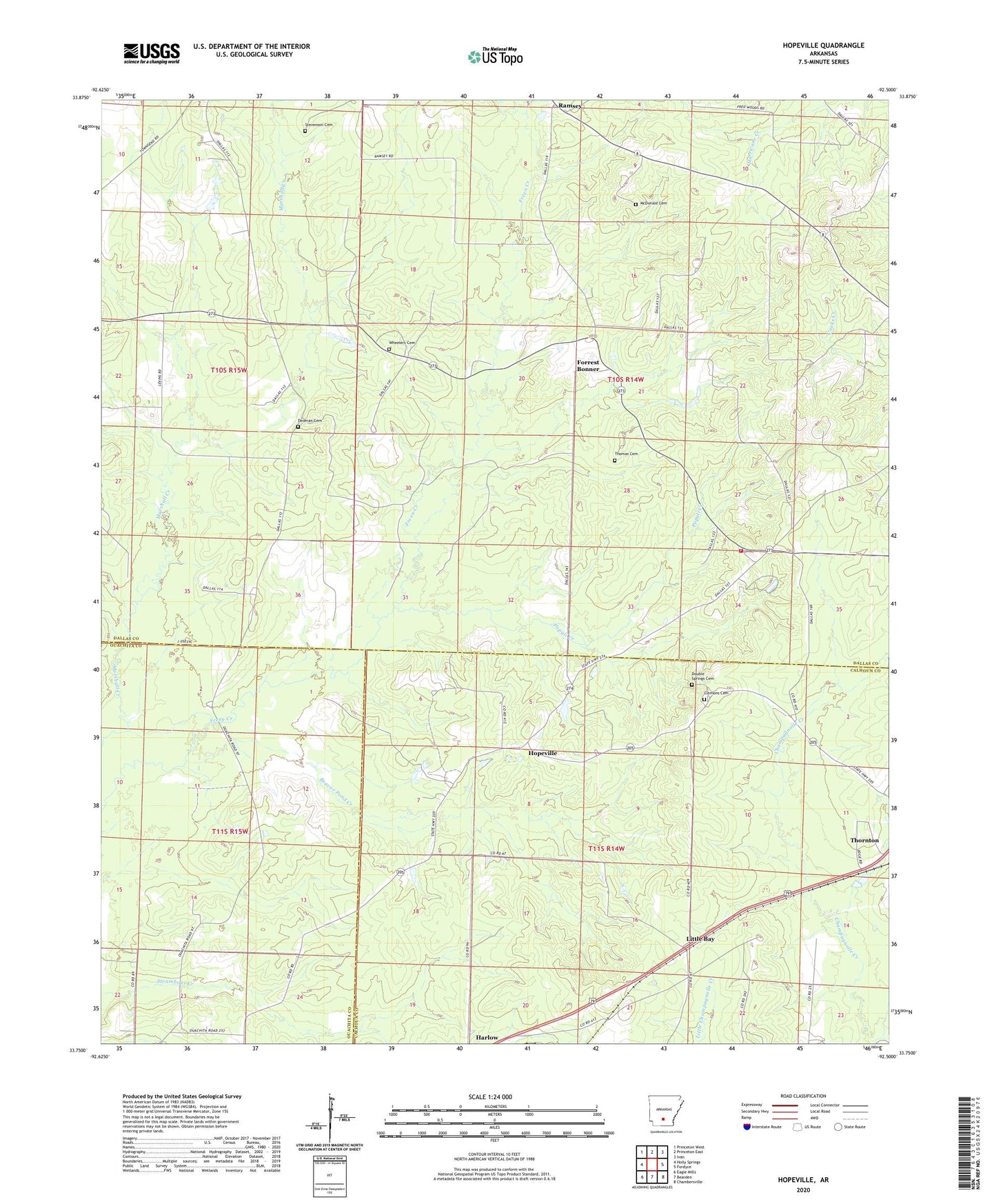 Hopeville Arkansas US Topo Map Image
