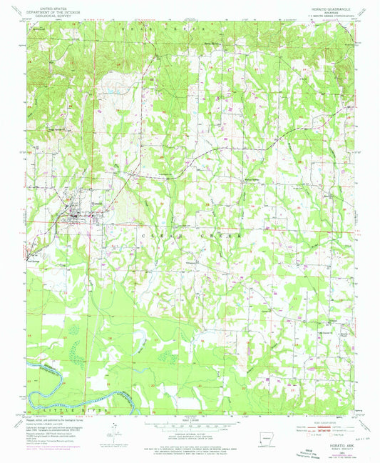 Classic USGS Horatio Arkansas 7.5'x7.5' Topo Map Image