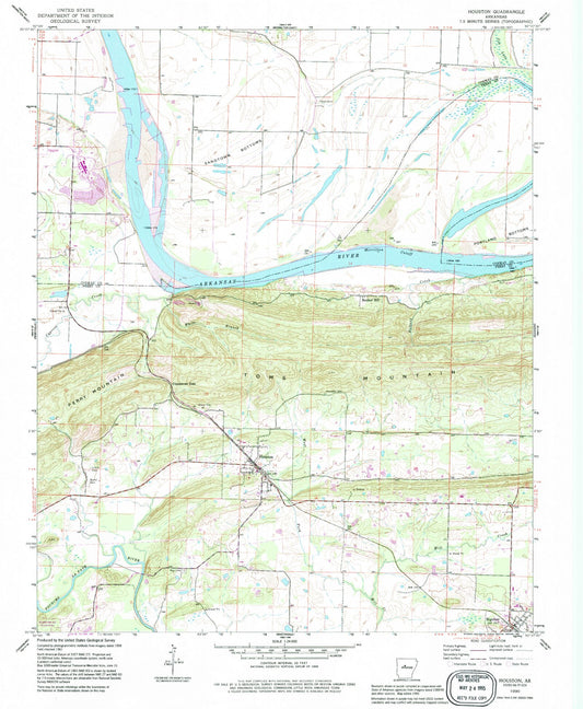 Classic USGS Houston Arkansas 7.5'x7.5' Topo Map Image