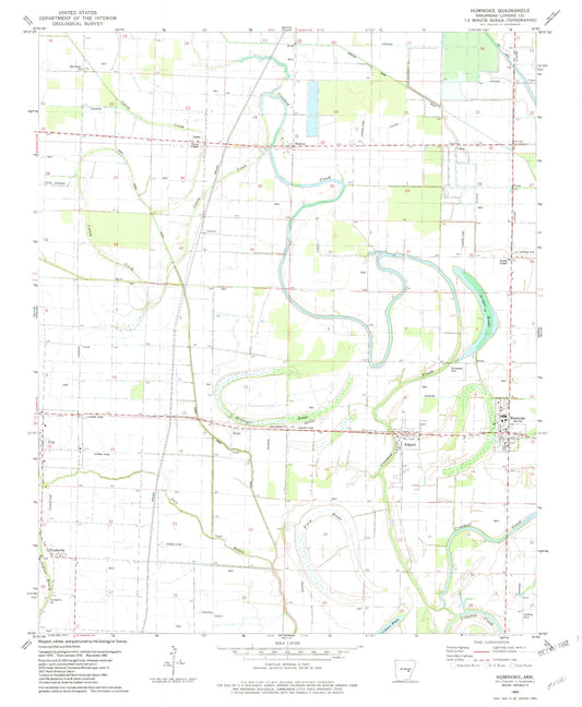 Classic USGS Humnoke Arkansas 7.5'x7.5' Topo Map Image
