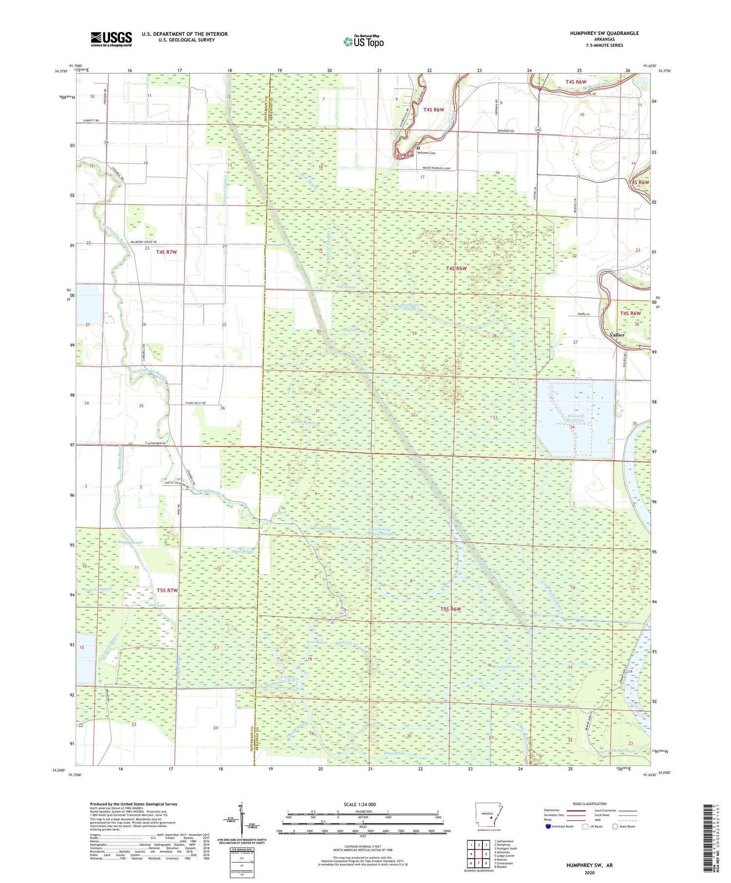 Humphrey SW Arkansas US Topo Map Image