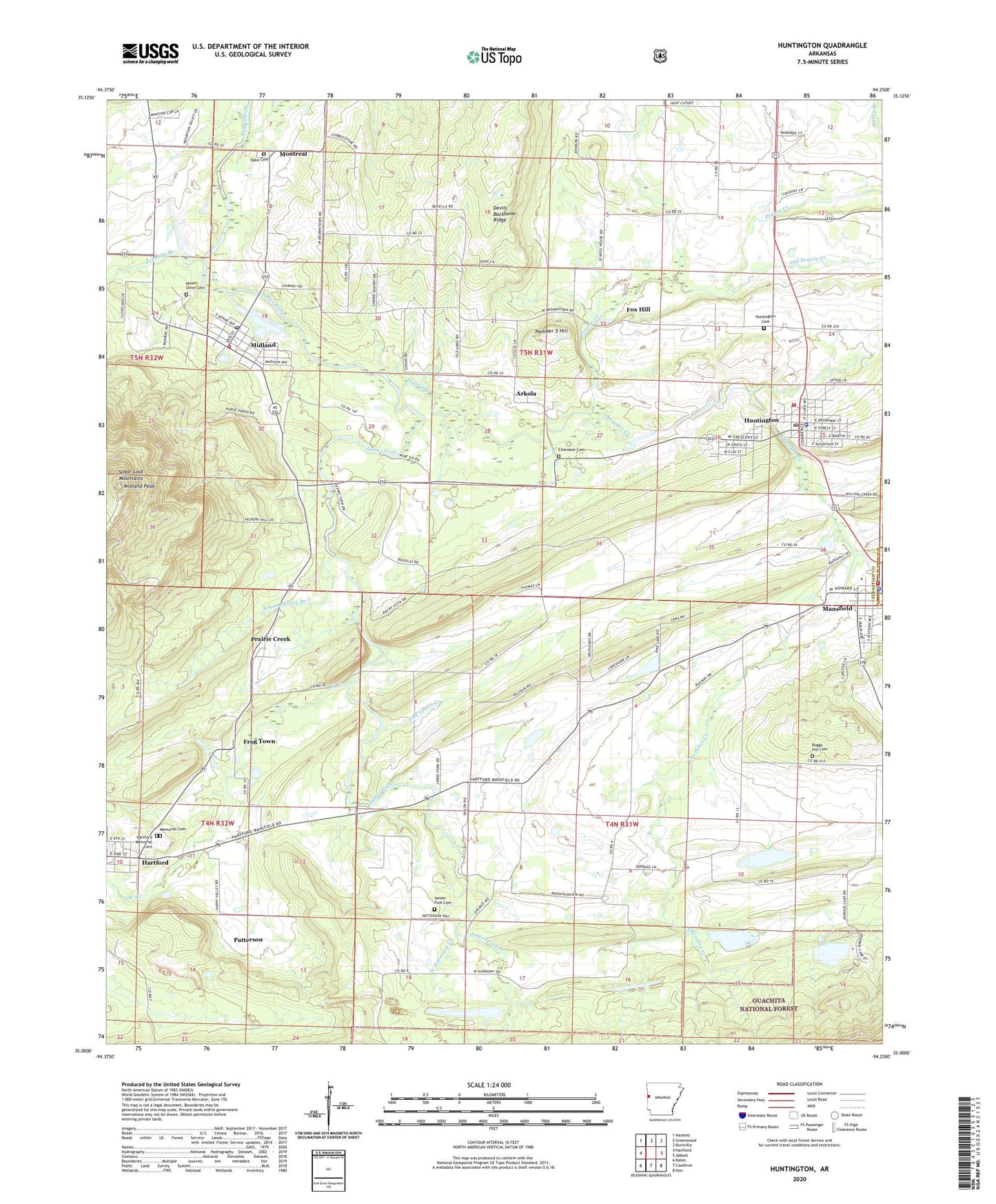 Huntington Arkansas US Topo Map Image