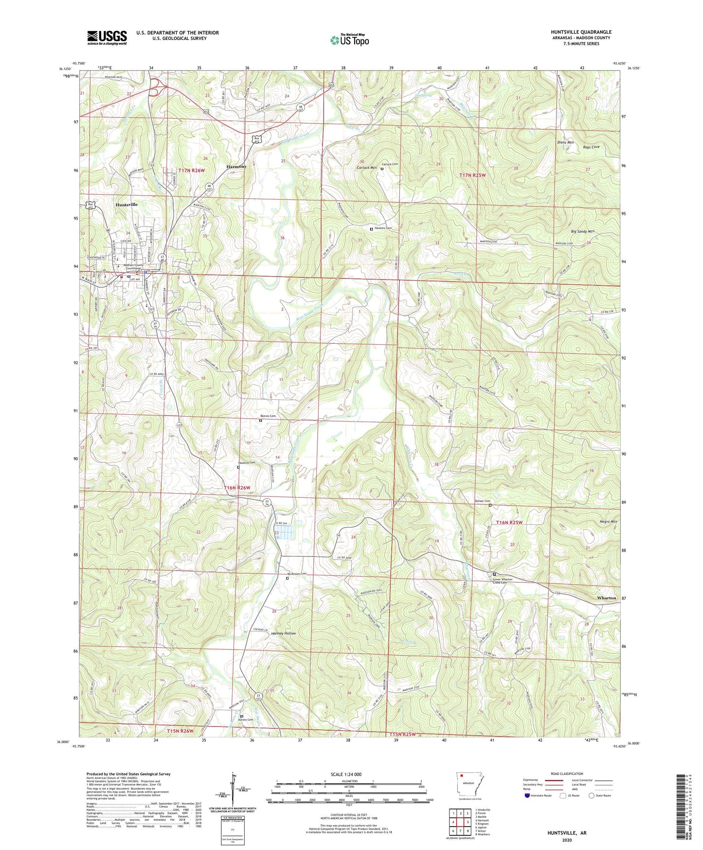 Huntsville Arkansas US Topo Map Image
